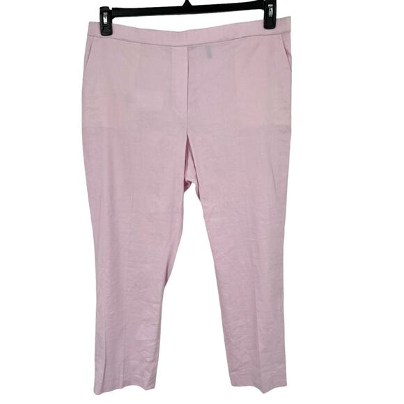 Theory pants Treeca Pull-On Good Linen cropped pink size 16 - Picture 2 of 8